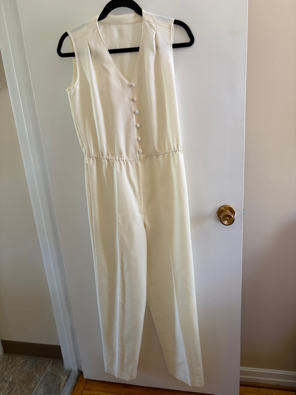 Vintage handmade ivory jumpsuit with coordinating jacket size small